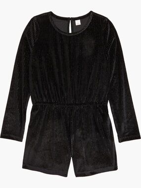 Never Worn Tucker + Tate Black Velvet Long-Sleeve Romper Girls Size 7/8